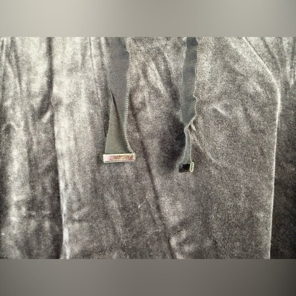 CHICOS Zenergy Black Velour Funnel-Neck Tunic Pullover Drawstring Cozy Size 3(L) - Picture 5 of 13